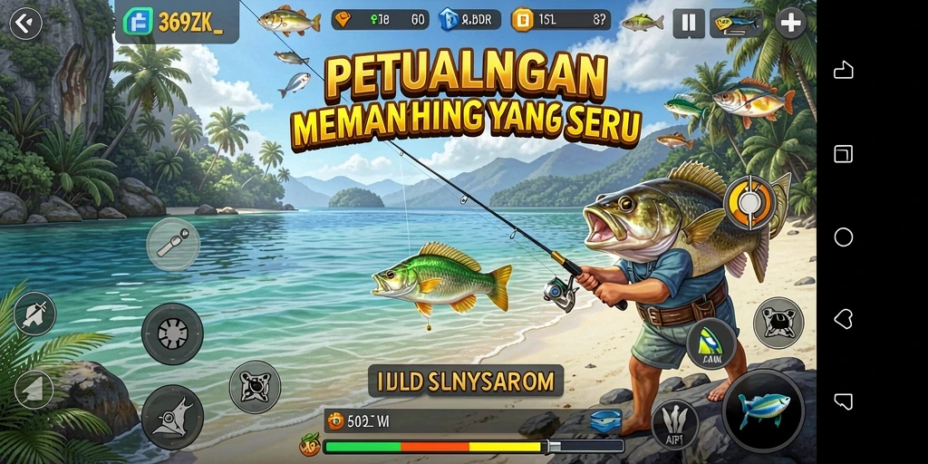 Screenshot utama 369ZK menampilkan gameplay memancing yang memukau dan menantang.