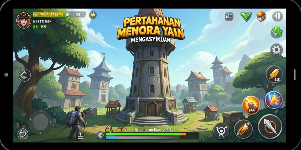 Screenshot 66D menampilkan aksi Tower Defense yang seru dan mendebarkan.