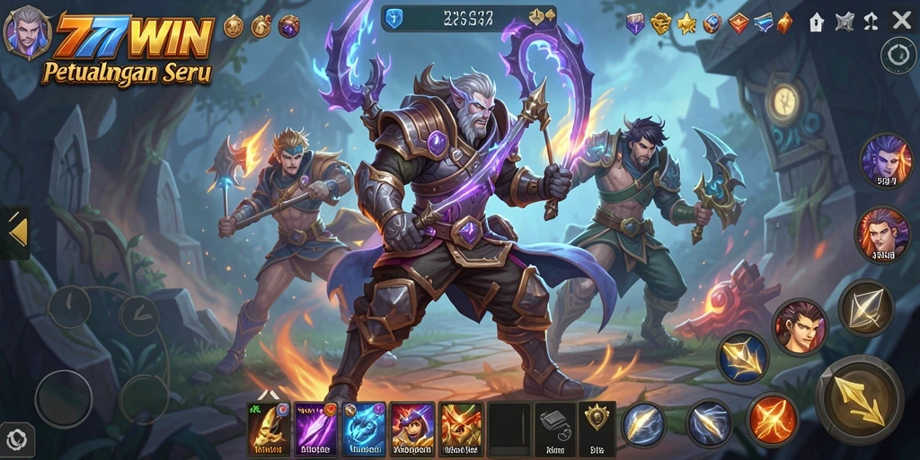 Screenshot gameplay 777WIN menampilkan aksi pertarungan yang mendebarkan.