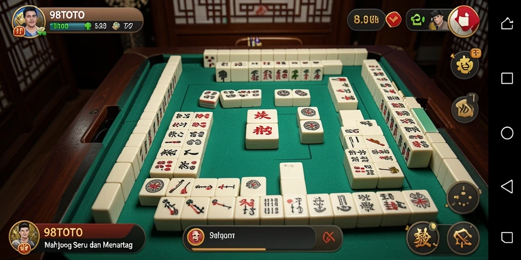 Tampilan gameplay seru di 98TOTO menghadirkan suasana Mahjong yang autentik.