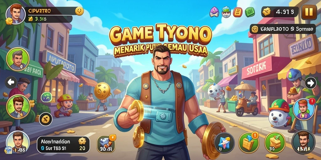 Screenshot utama menunjukkan gameplay Tycoon yang menarik dan interaktif.