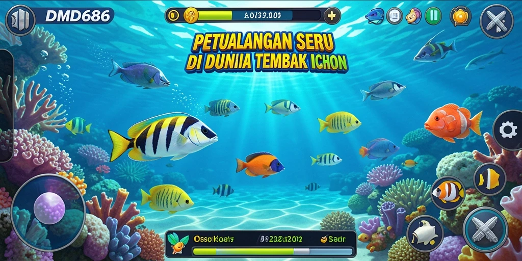 Gameplay seru dari DMD686 saat menangkap ikan dengan berbagai senjata.