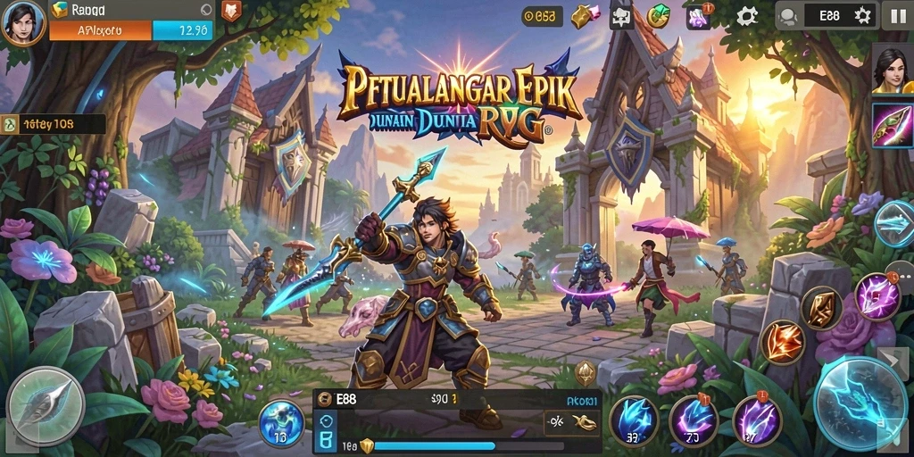 Tangkapan layar E88 menampilkan pertempuran epik dengan karakter yang beragam.