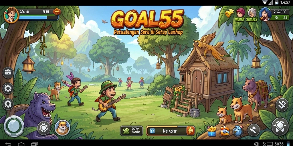 Gameplay GOAL55 yang mendebarkan saat menjelajahi dunia petualangan.
