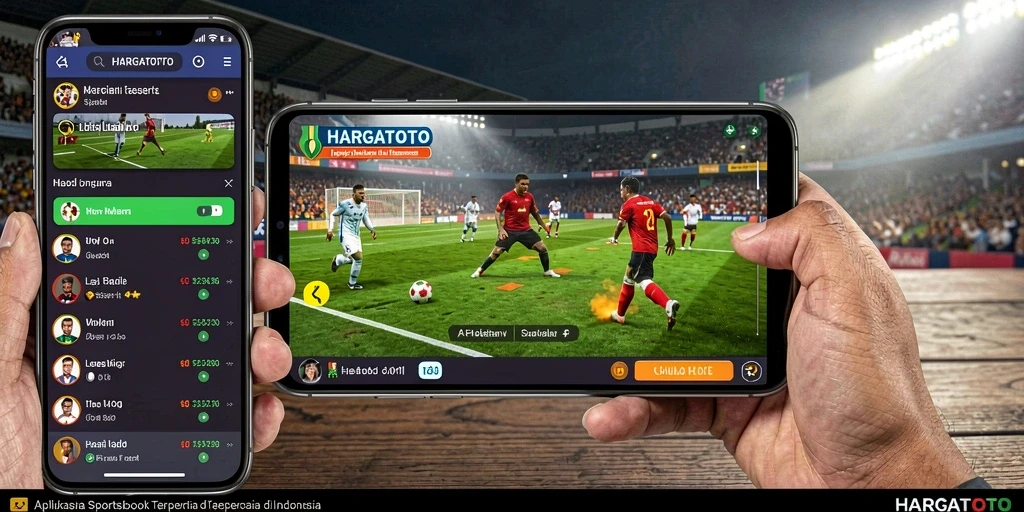 Screenshot HARGATOTO menampilkan tampilan antarmuka pengguna aplikasi Sportsbook.