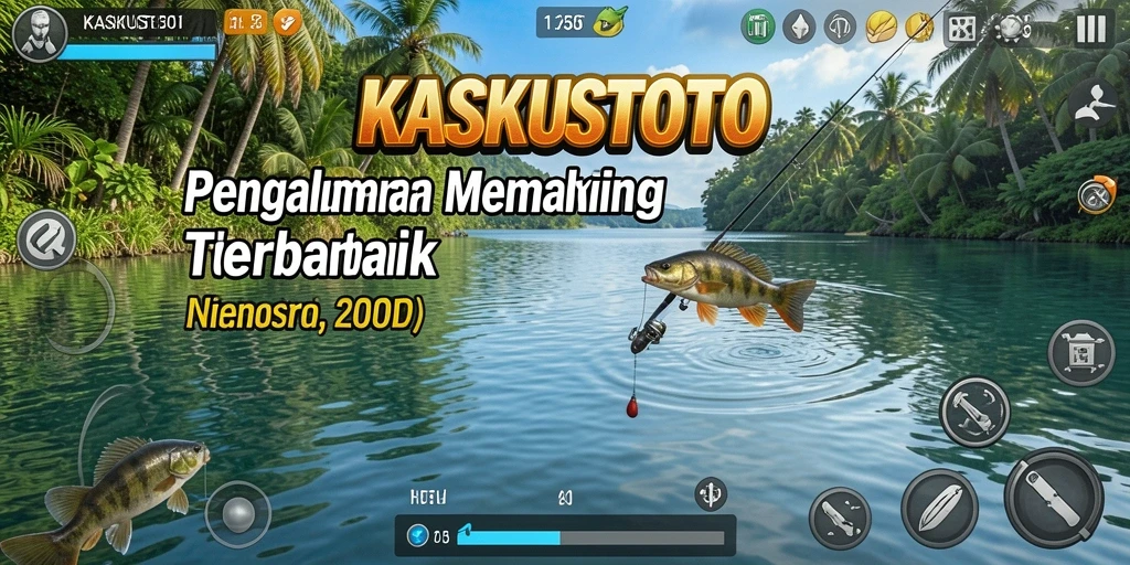 Screenshot gameplay KASKUSTOTO yang menampilkan aksi memancing yang seru.