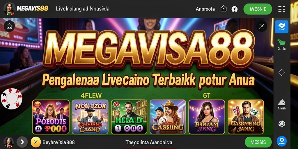 Screenshot gameplay MEGAVISA88 menampilkan dealer profesional dan suasana kasino langsung.