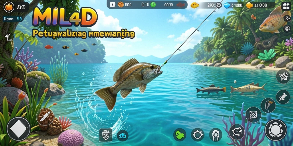 Screenshot gameplay <strong>MILO4D</strong> yang menunjukkan suasana memancing yang seru dan realistis.