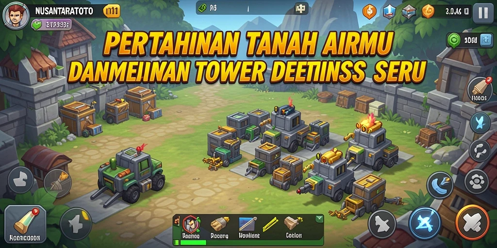 Screenshot NUSANTARATOTO menampilkan aksi seru dalam pertahanan Tower Defense.