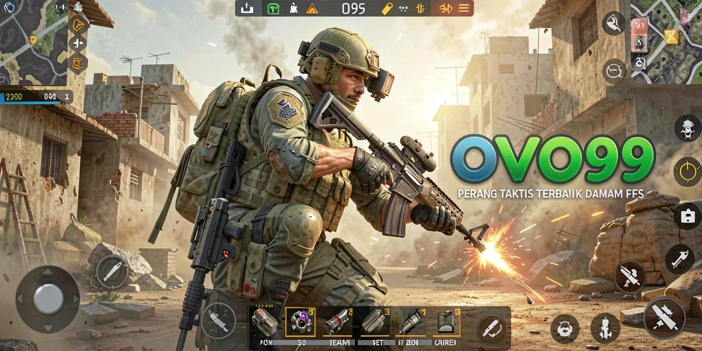 Screenshot gameplay OVO99 menampilkan aksi pertempuran yang mendebarkan.