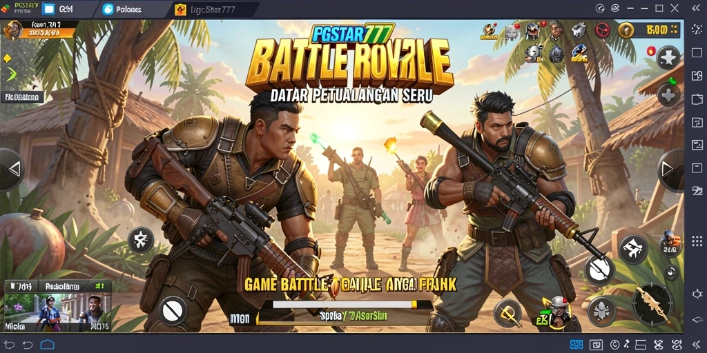 Screenshot PGSTAR777 menampilkan aksi intens dalam medan perang Battle Royale.