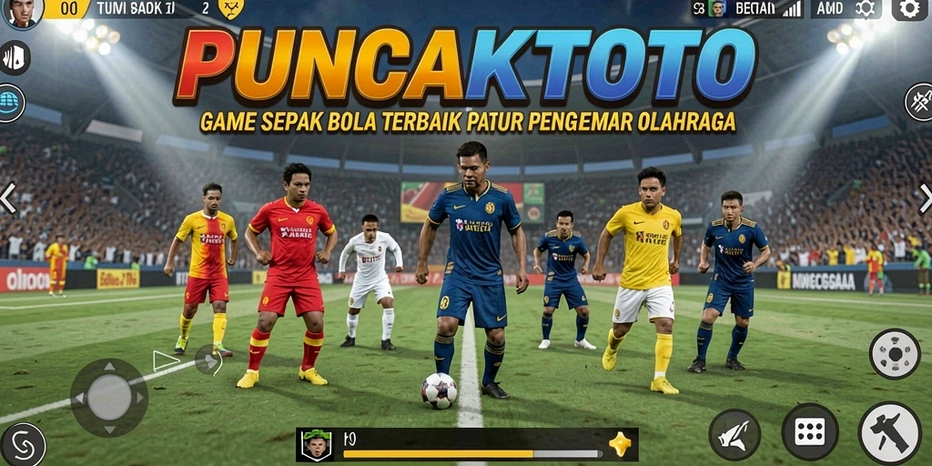 Gambaran gameplay PUNCAKTOTO dalam aksi sepak bola.