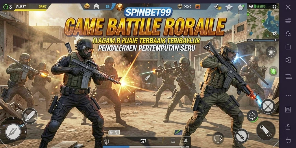 Gameplay seru SPINBET99 dalam aksi Battle Royale penuh strategi.