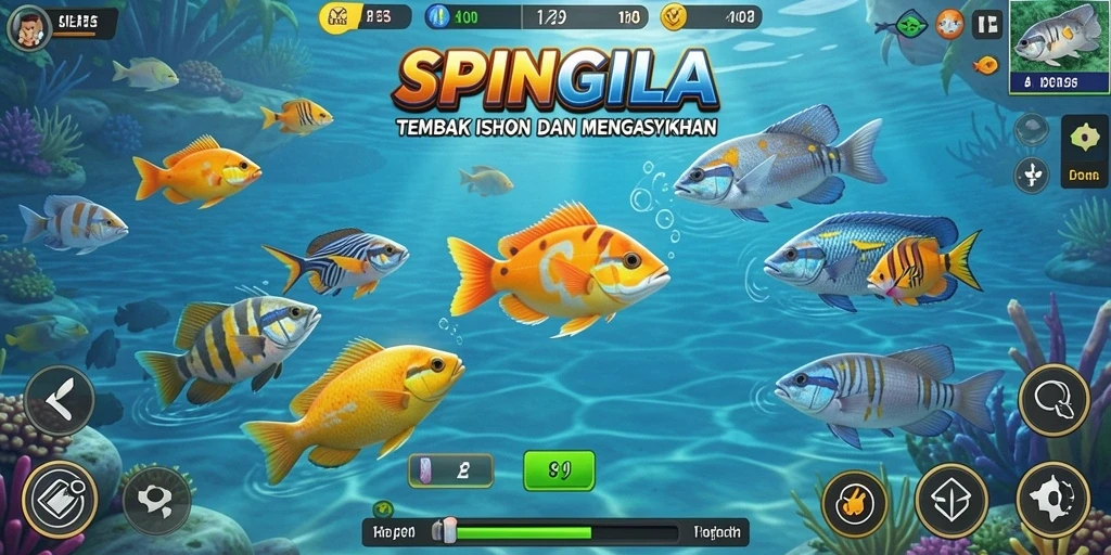 Tampilan menarik dari gameplay Tembak Ikan di SPINGILA.