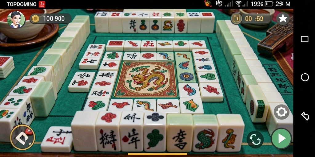 Screenshot menunjukkan gameplay seru dan strategi tingkat tinggi dalam TOPDOMINO.
